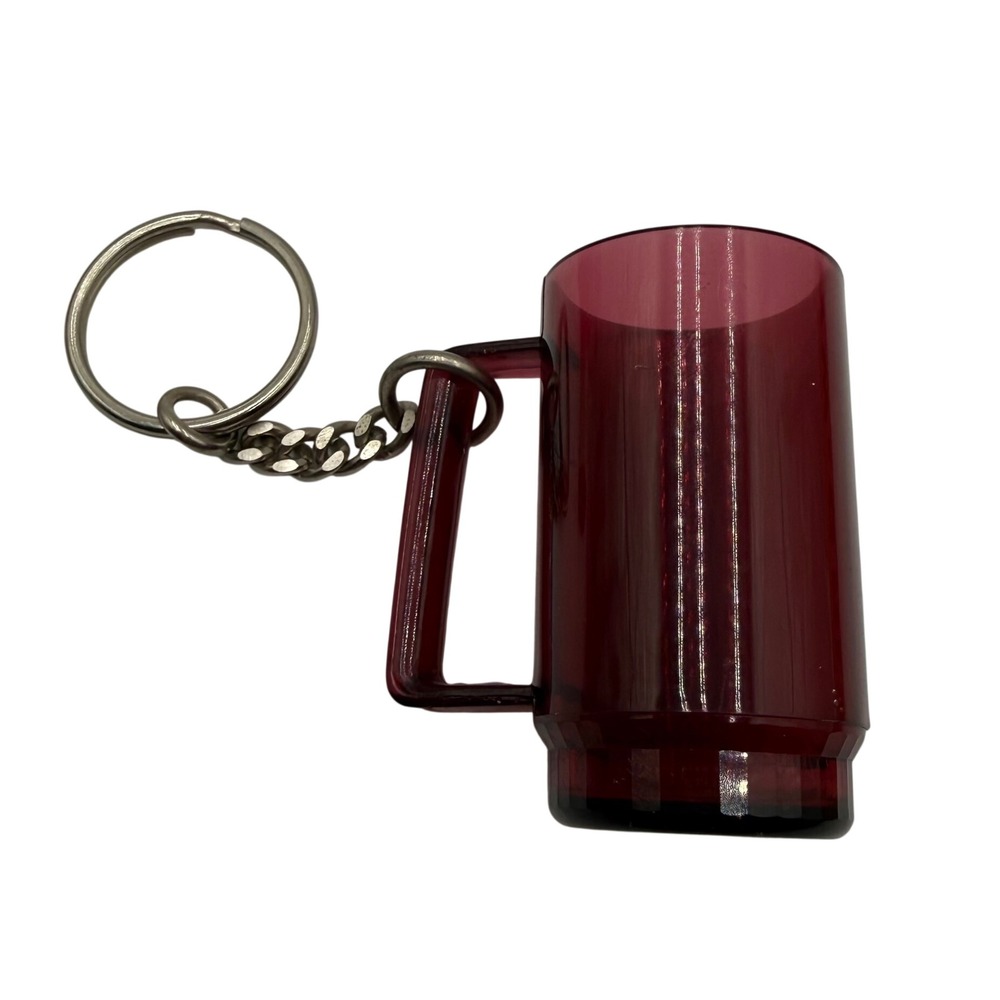 Tupperware Mini Acrylic Mug Pitcher Keychain Maroon Dark Red Vintage China